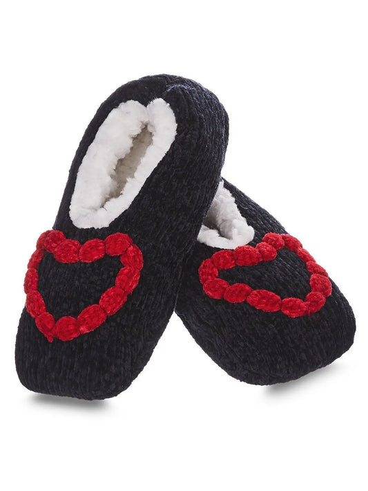 Cozy Heart Chenille Sherpa-Lined Slippers