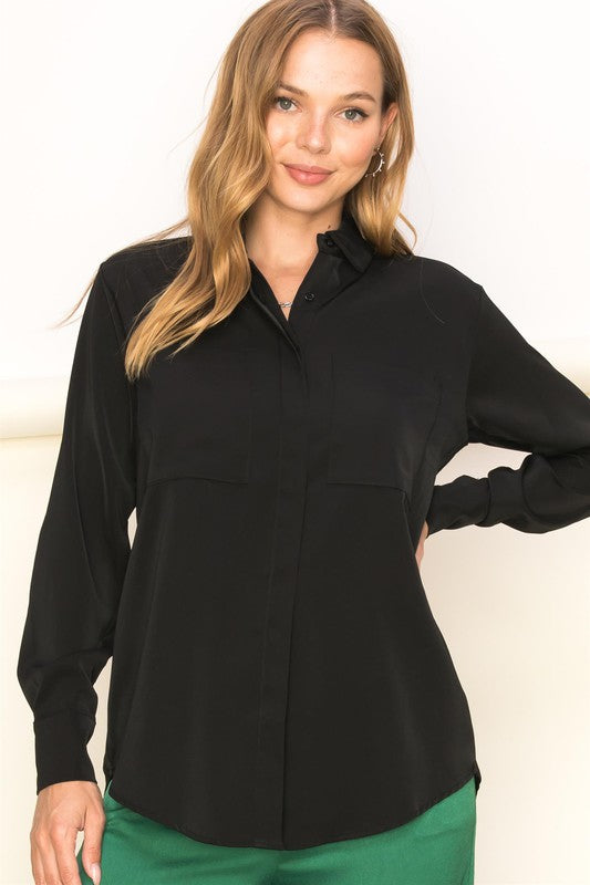 Power of Love Button-Up Long Sleeve Top