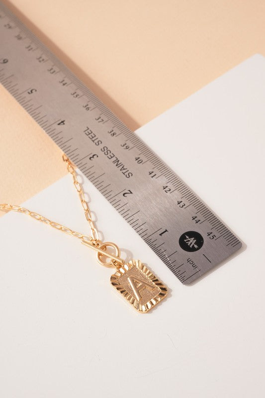 Rectangle Initial Charm Necklace