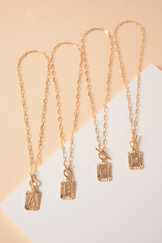 Rectangle Initial Charm Necklace