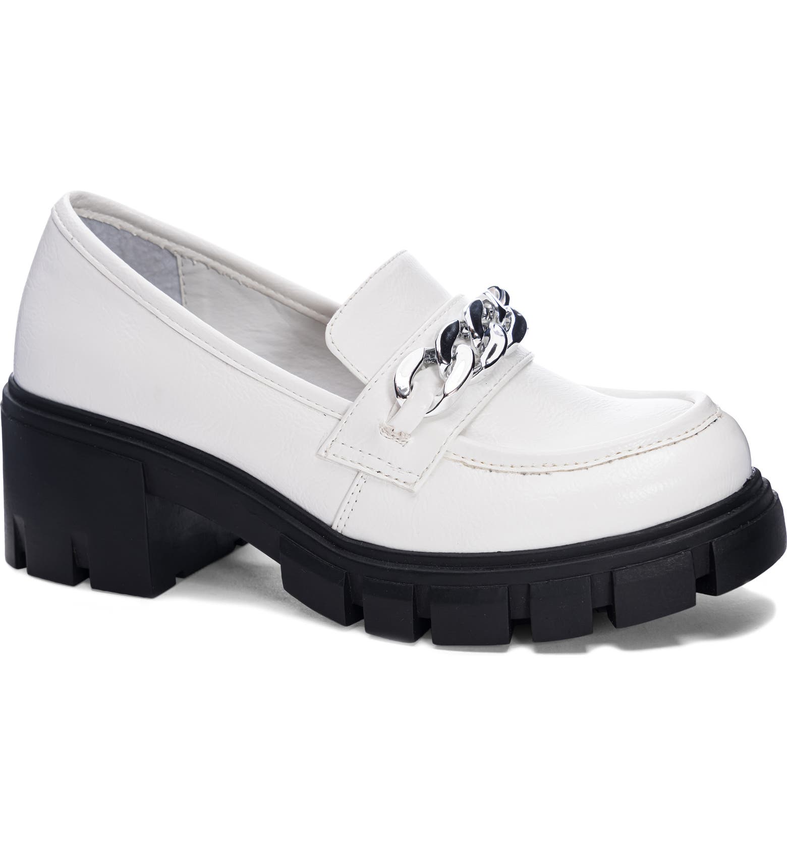 Dirty Laundry Women’s Nirvana Chill Loafer – Chunky Heel Slip-On With Chain Detail