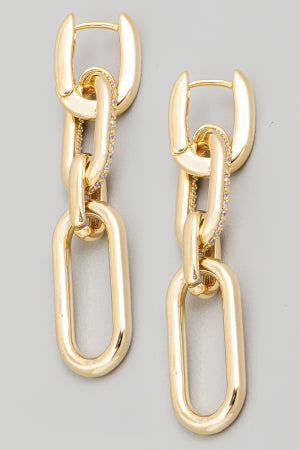 Metallic Oval Chain Link Dangle Earring