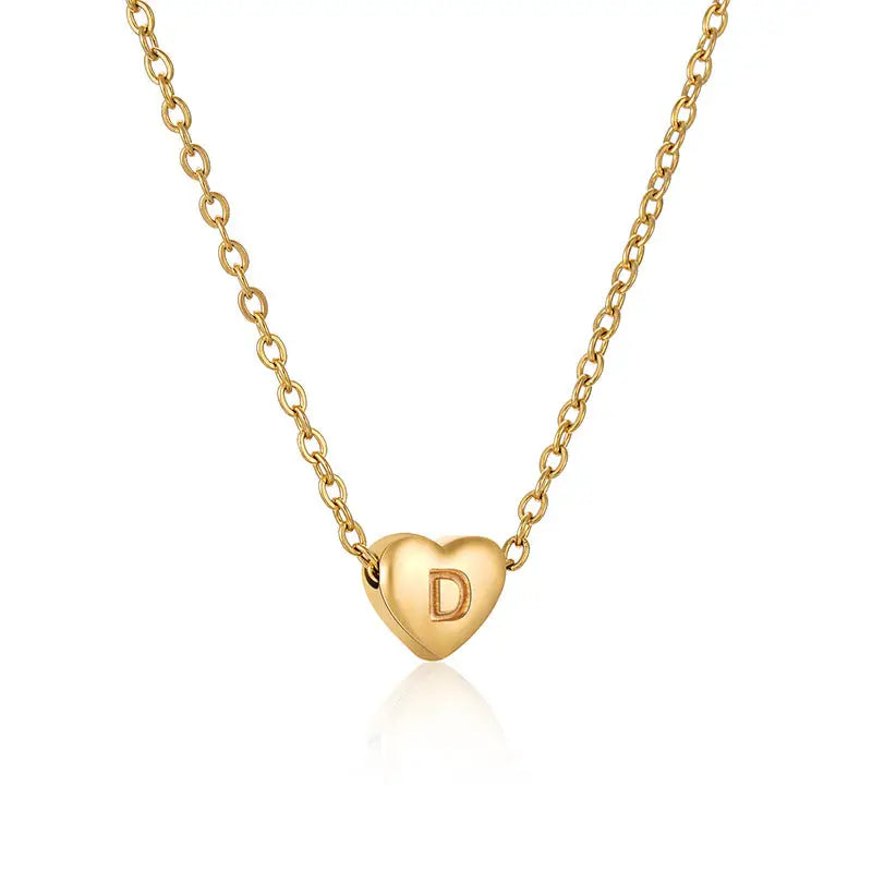 Heart-shaped Alphabet Pendant Necklace