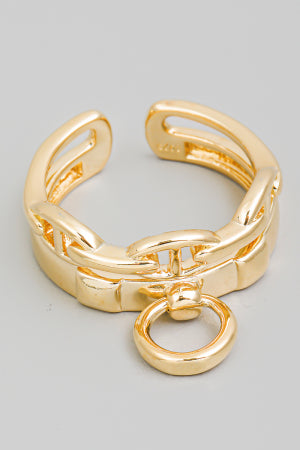 Double Band Mariner Chain Link Ring