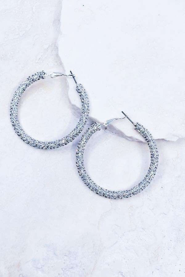 Rhinestone Tube Hoop Earring