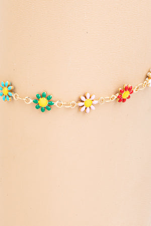 Rainbow Floral Bead Anklet