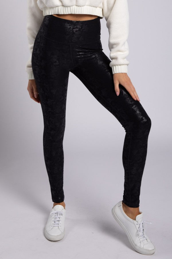 Crackle Glaze Foil High Waist Legging