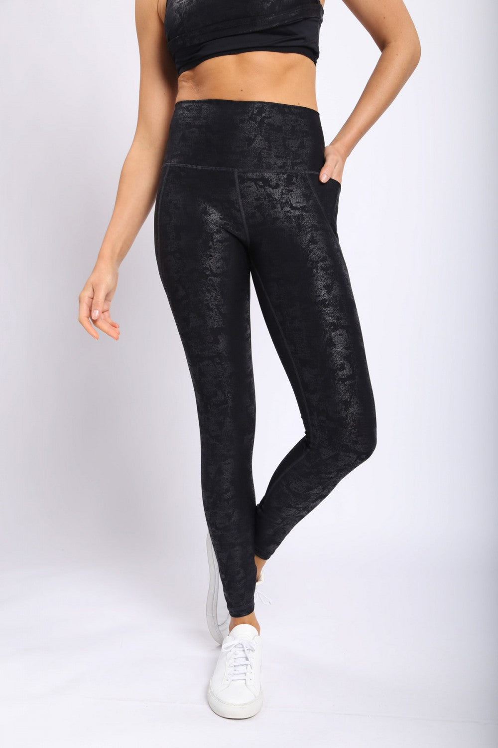 Metallic Foil High Waist Pocket Legging