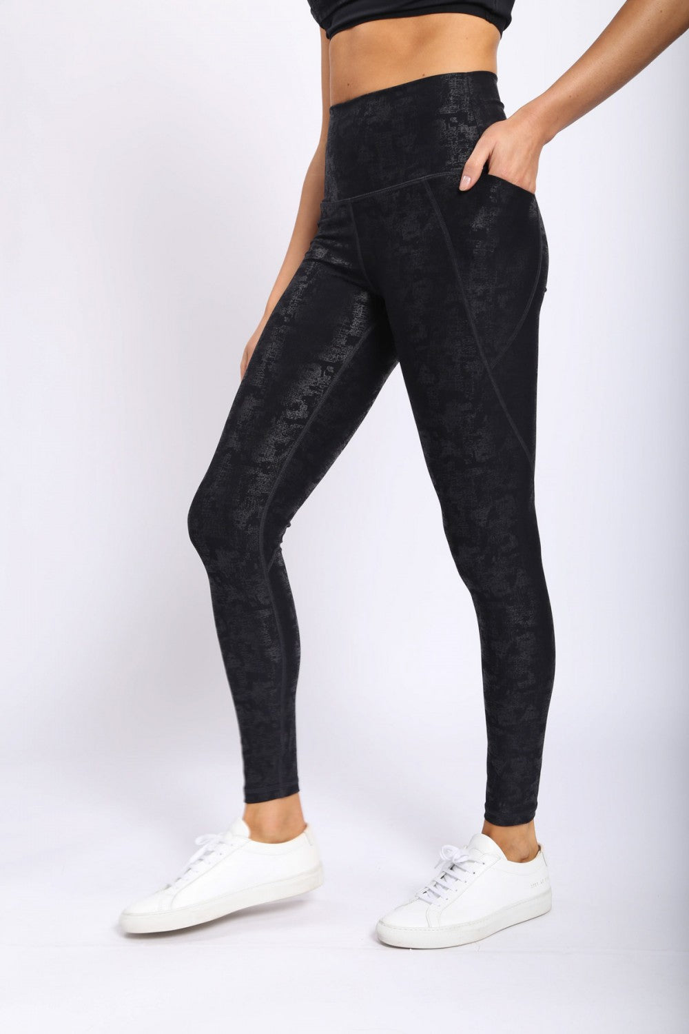 Metallic Foil High Waist Pocket Legging