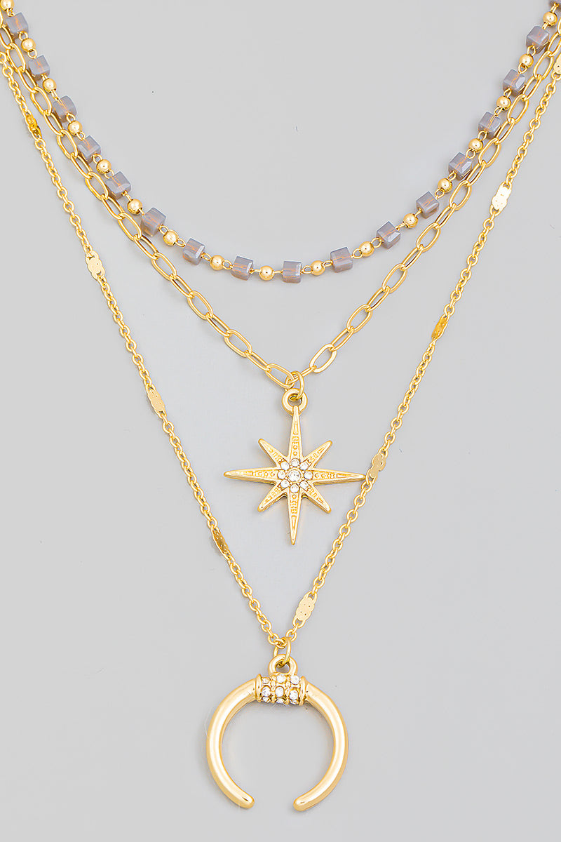 Beaded North Star Horn Necklace