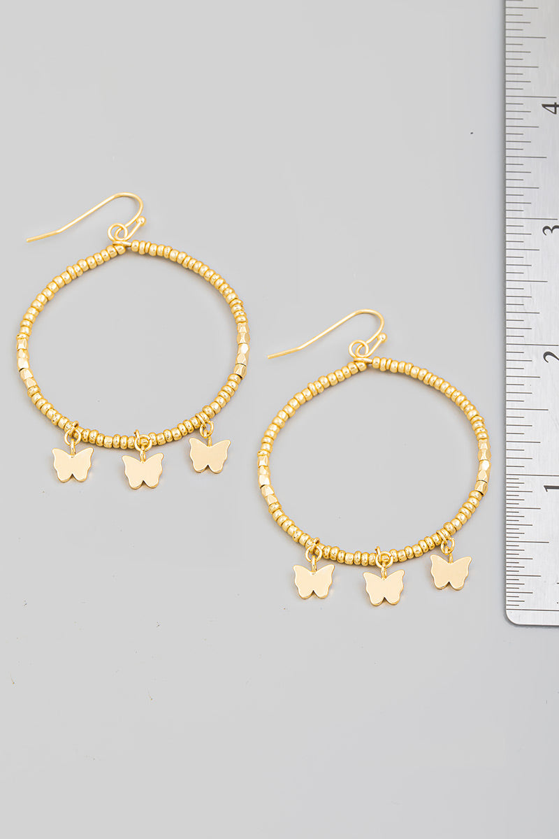 Beaded Smiley Hoop Earring