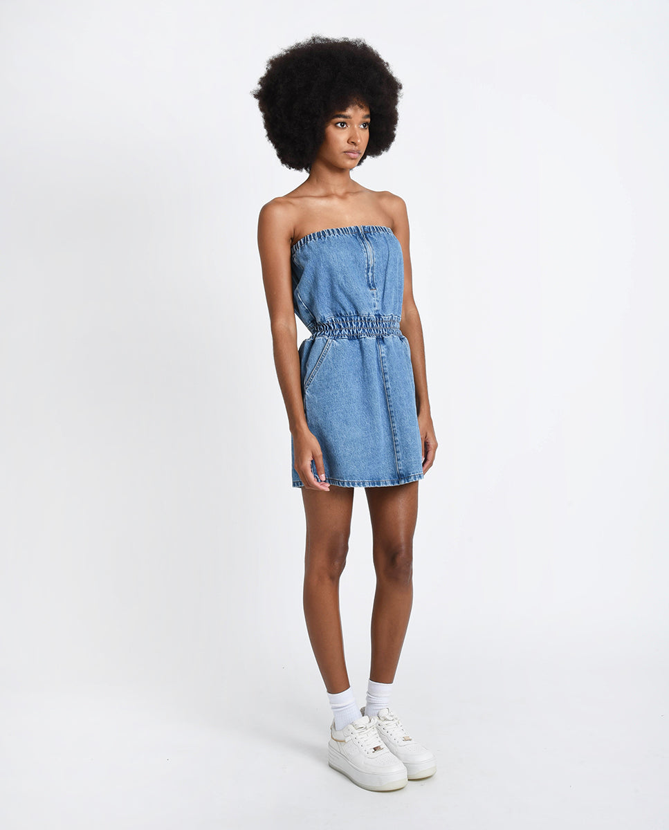 Molly Bracken Denim Strapless Dress