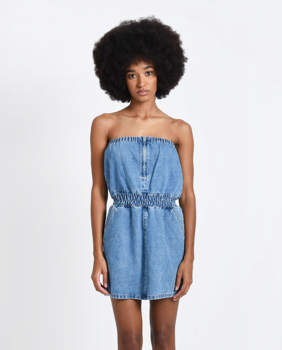 Molly Bracken Denim Strapless Dress