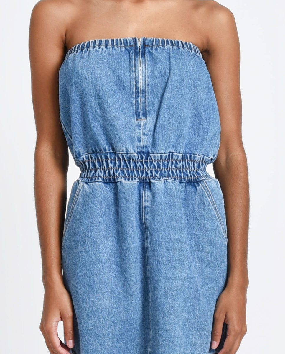 Molly Bracken Denim Strapless Dress