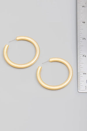 Thin Metallic Tube Hoop Earring