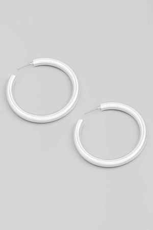 Thin Metallic Tube Hoop Earring