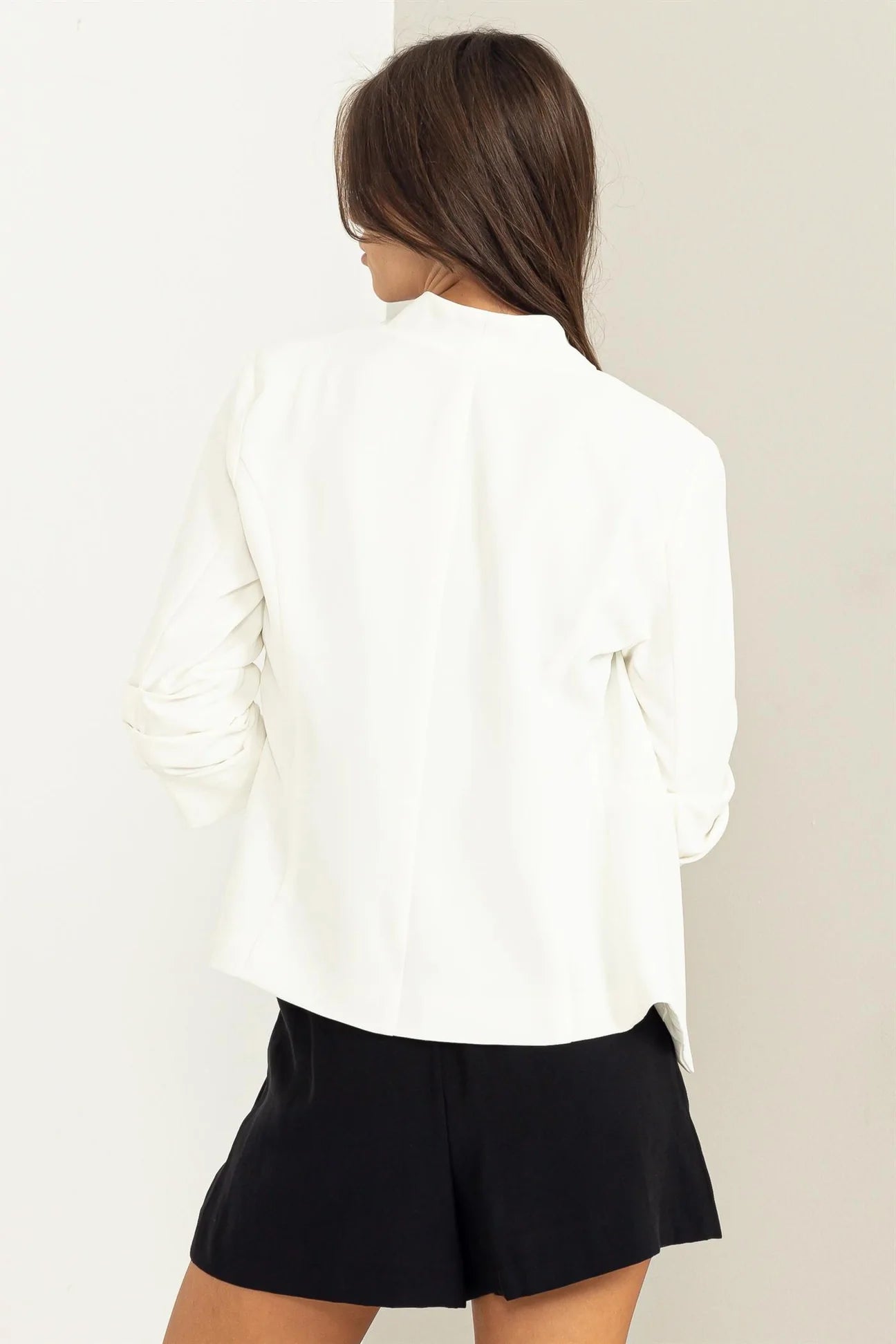 Taking Calls Ruched Sleeve Jacket