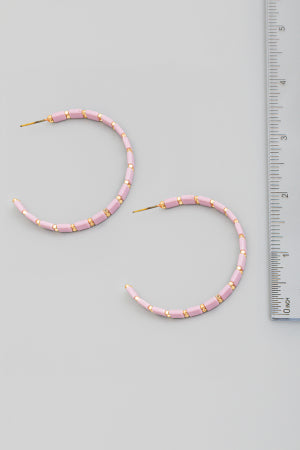 Block Bead Hoop Earring