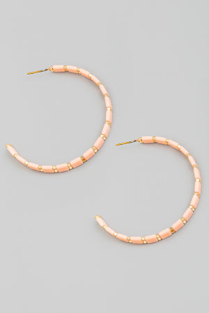 Block Bead Hoop Earring