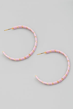 Block Bead Hoop Earring