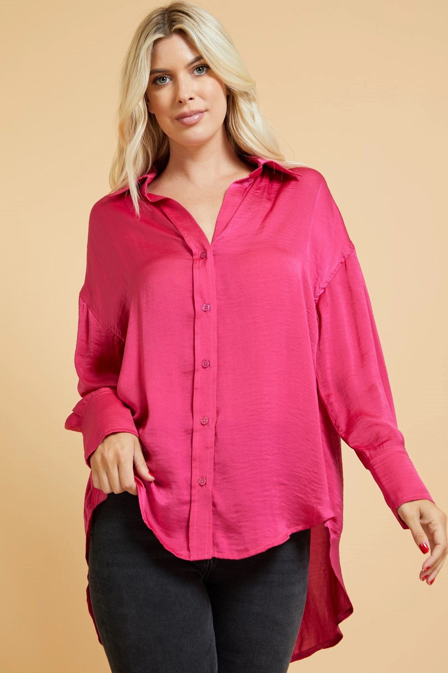 Joelle High Low Button Down Top