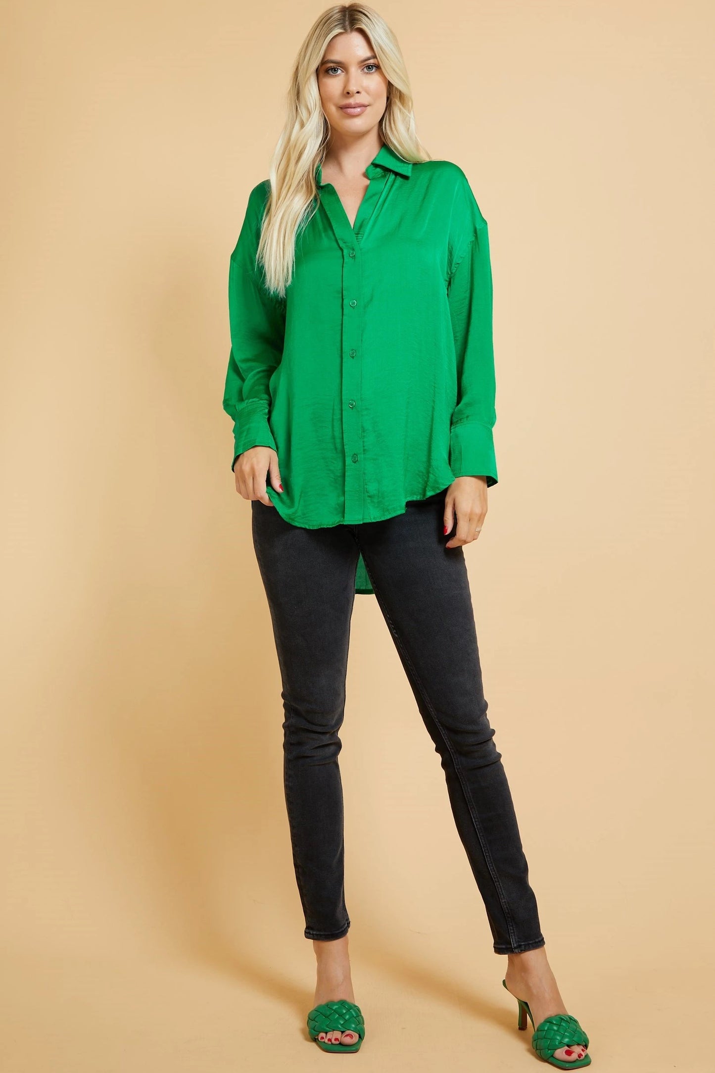 Joelle High Low Button Down Top