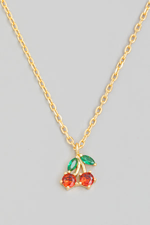 Rhinestone Cherry Necklace