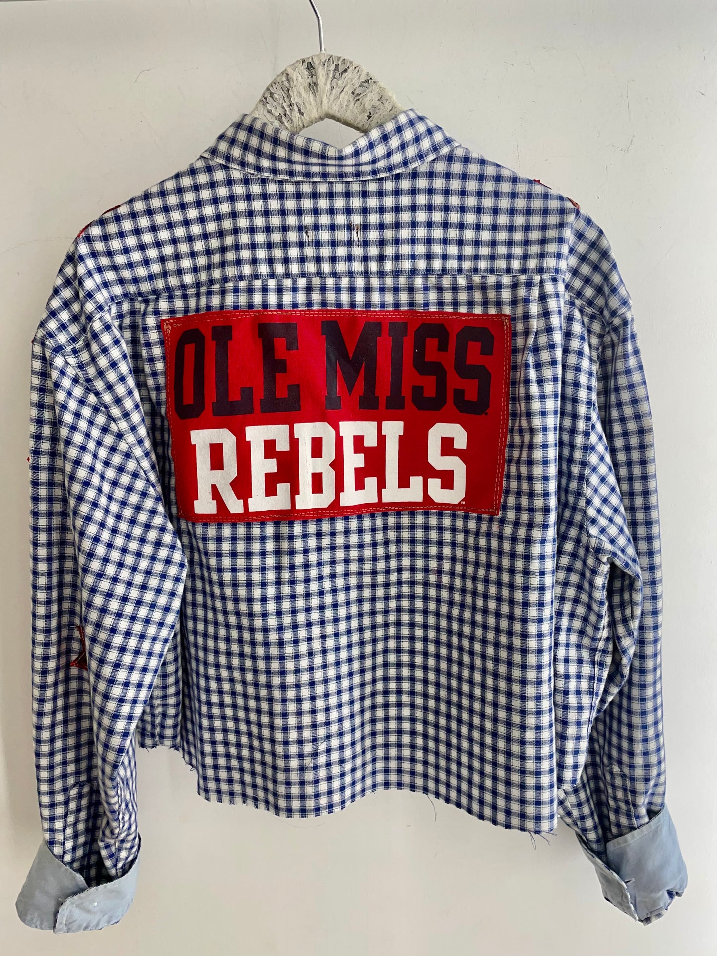 LS Upcycled Ole Miss Patch Flannel Shirt