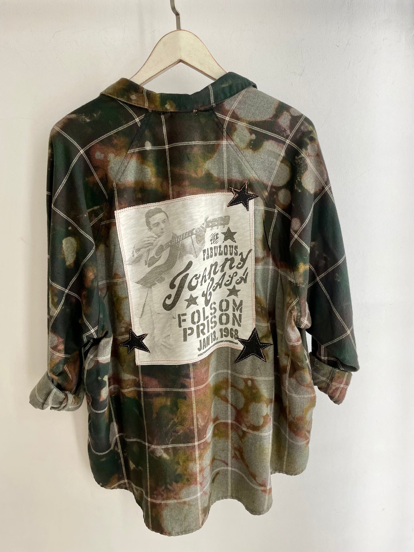 LS Upcycled Star Johnny Cash Patch Flannel