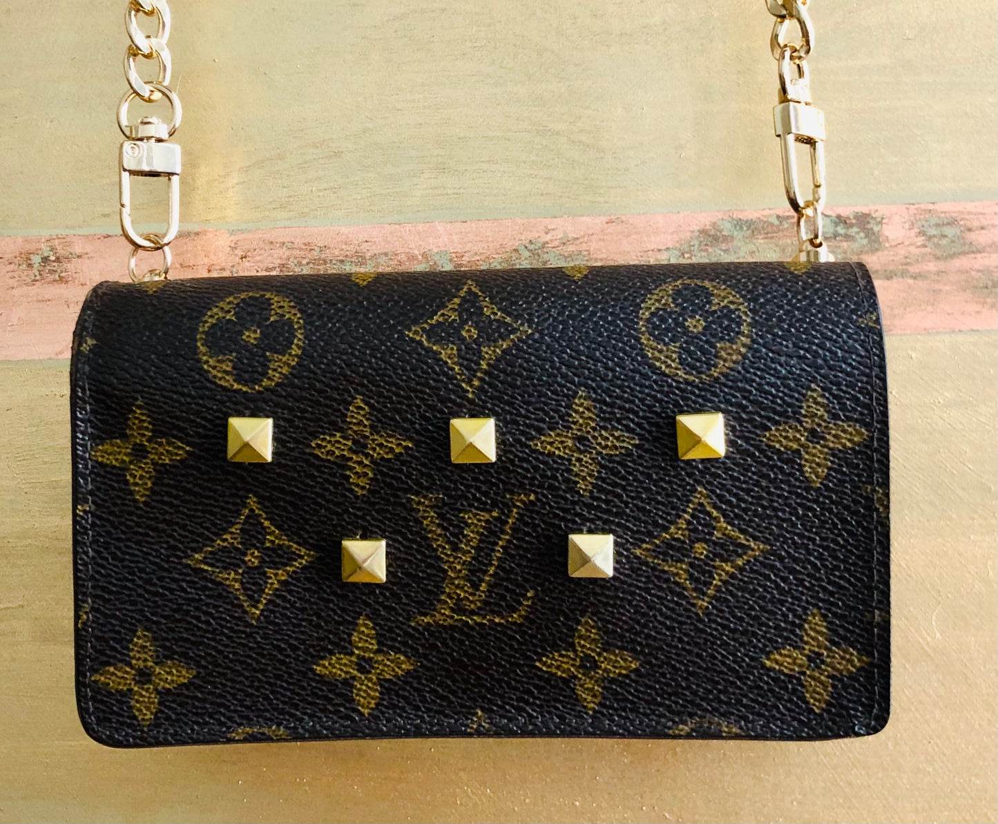 Libby Story Upcycled LV Studded Wallet