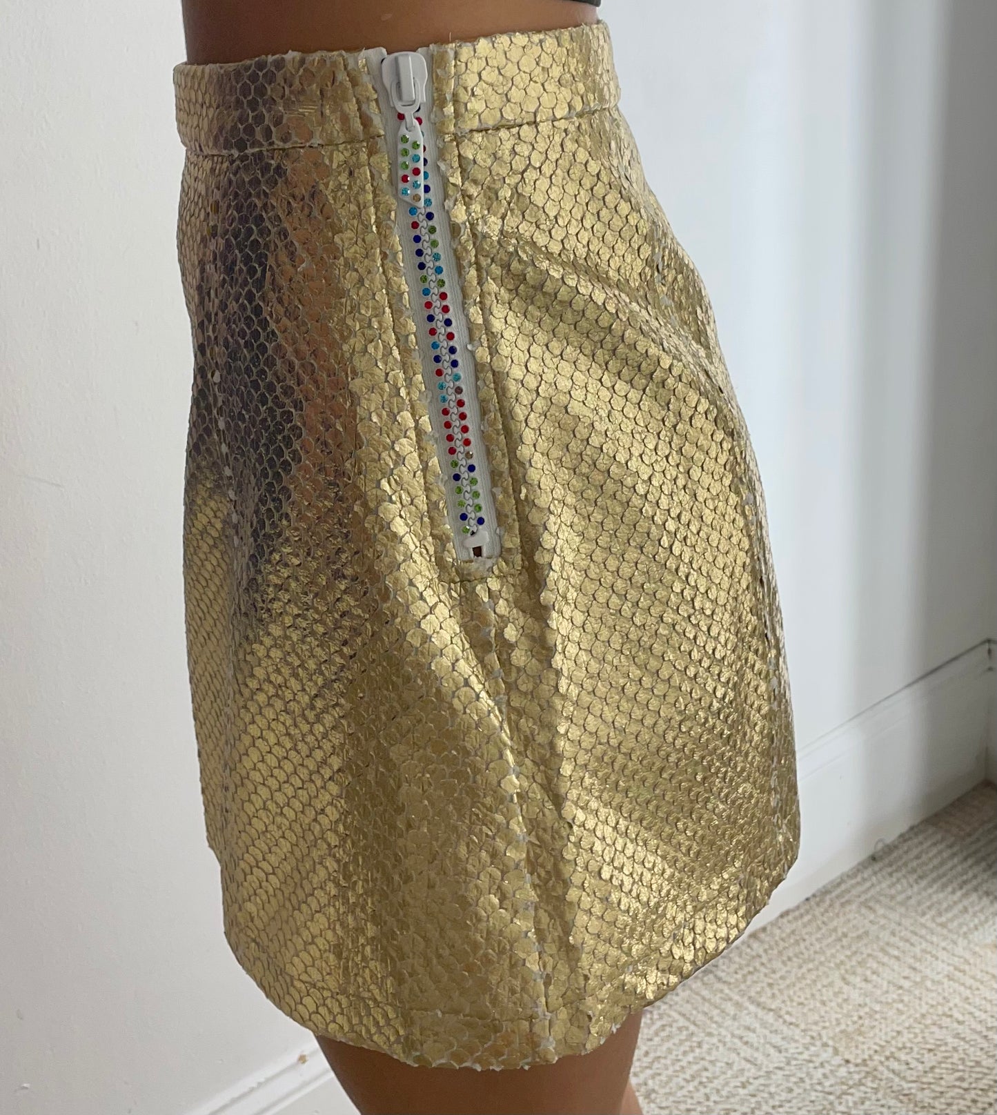 Queen of Sparkles Gold Bubble Pleat Skirt