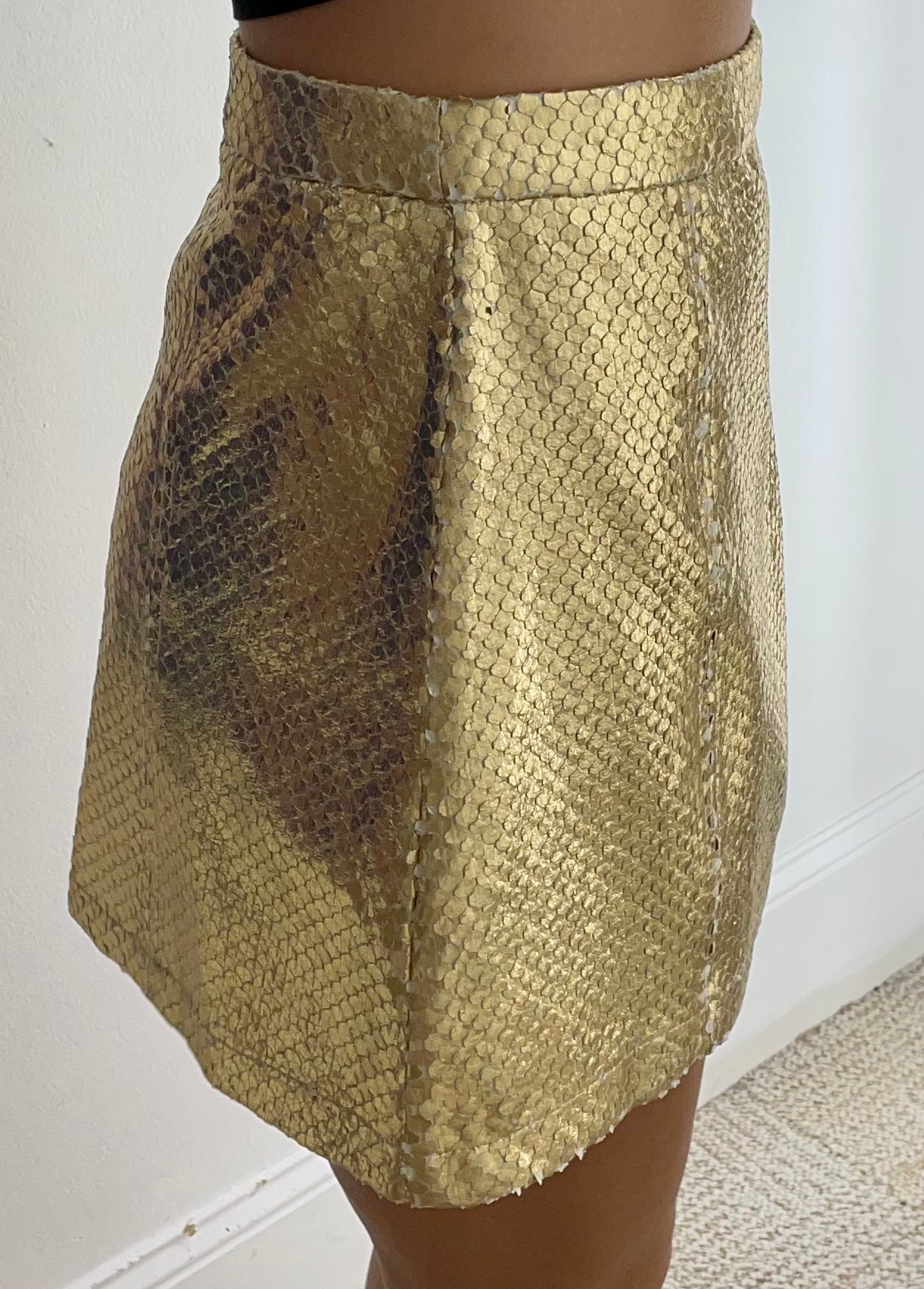Queen of Sparkles Gold Bubble Pleat Skirt