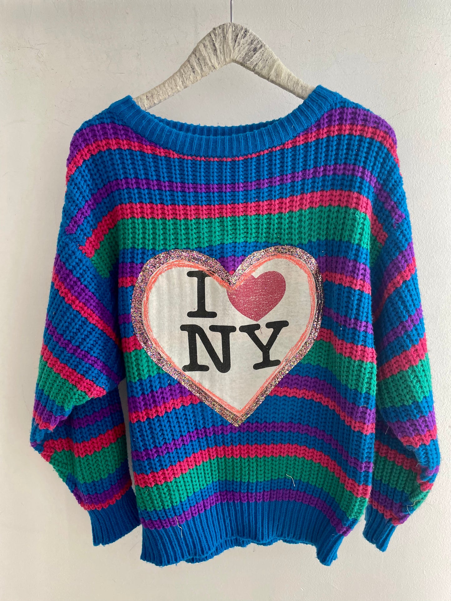 LS Upcycled Vintage Heart NY Sweater