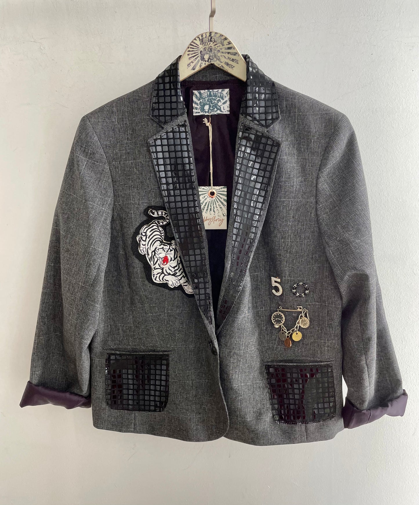 LS Upcycled Sequin Love Tiger Patch Blazer
