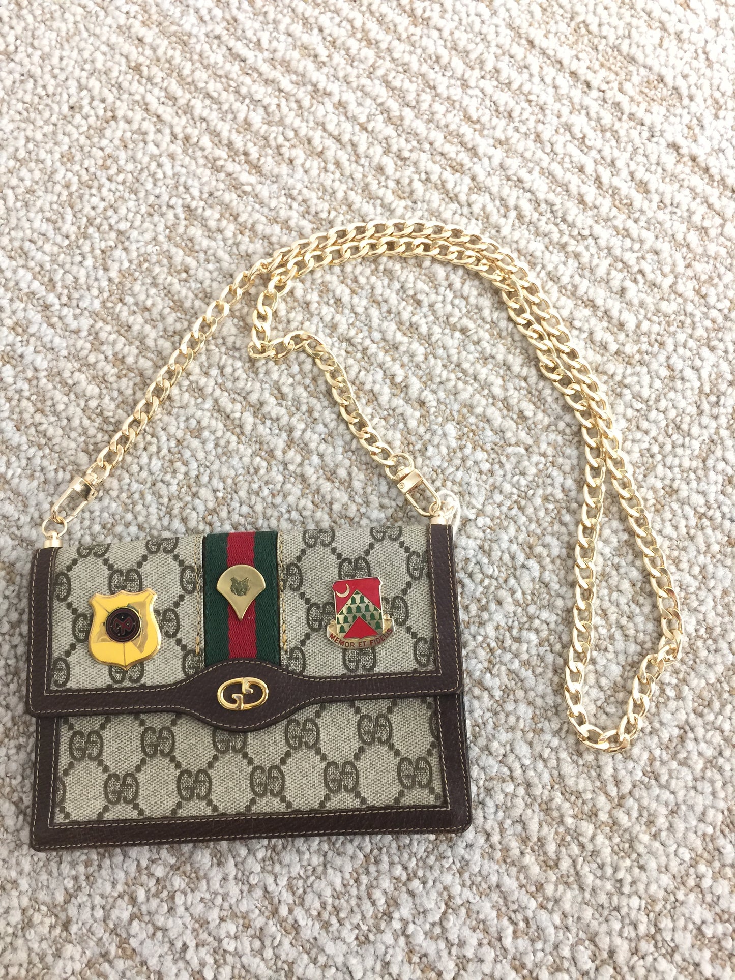 LS Upcycled GG Vintage Military Pin Purse