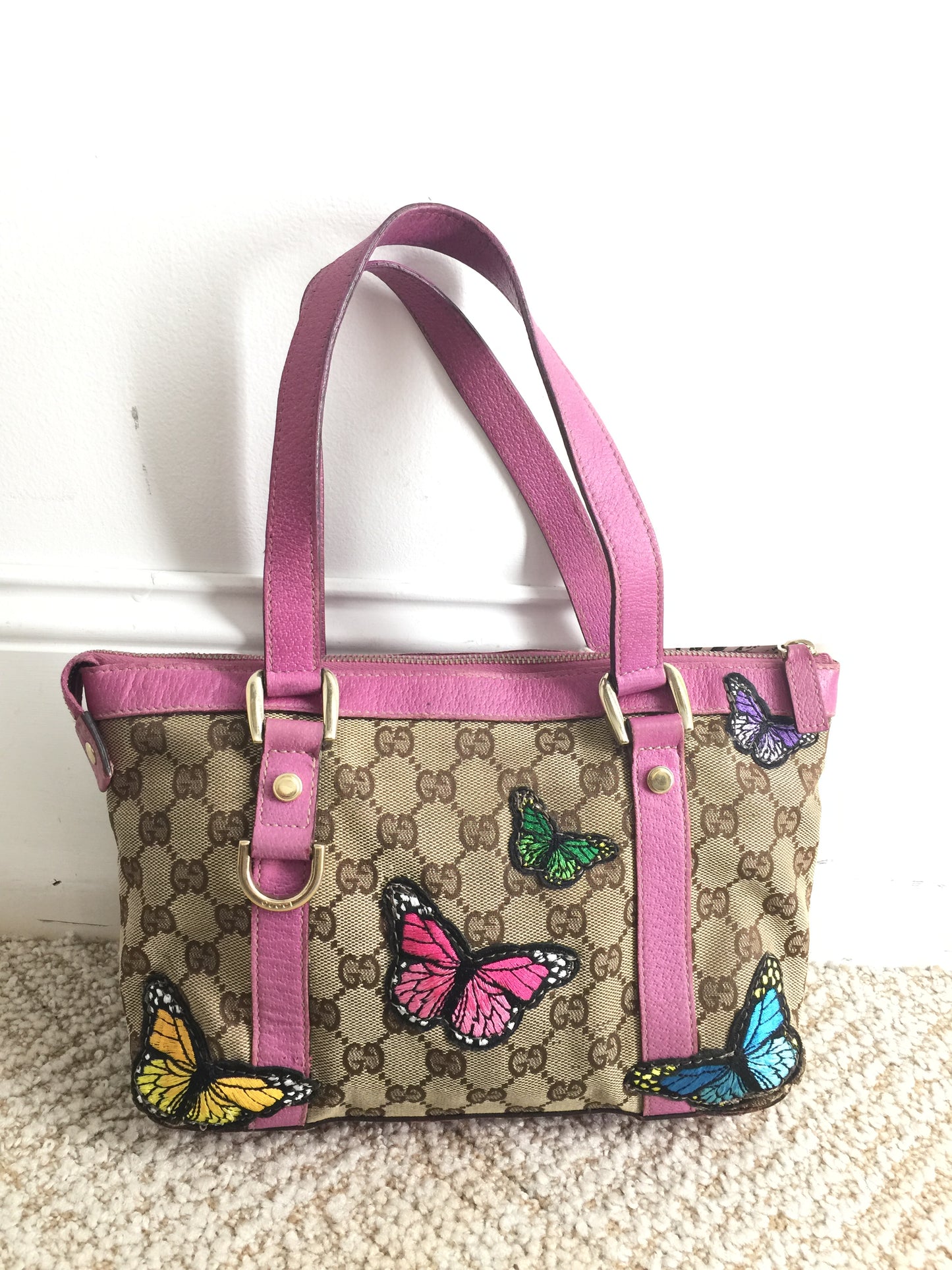 LS Upcycled Butterfly Rose GG Purse