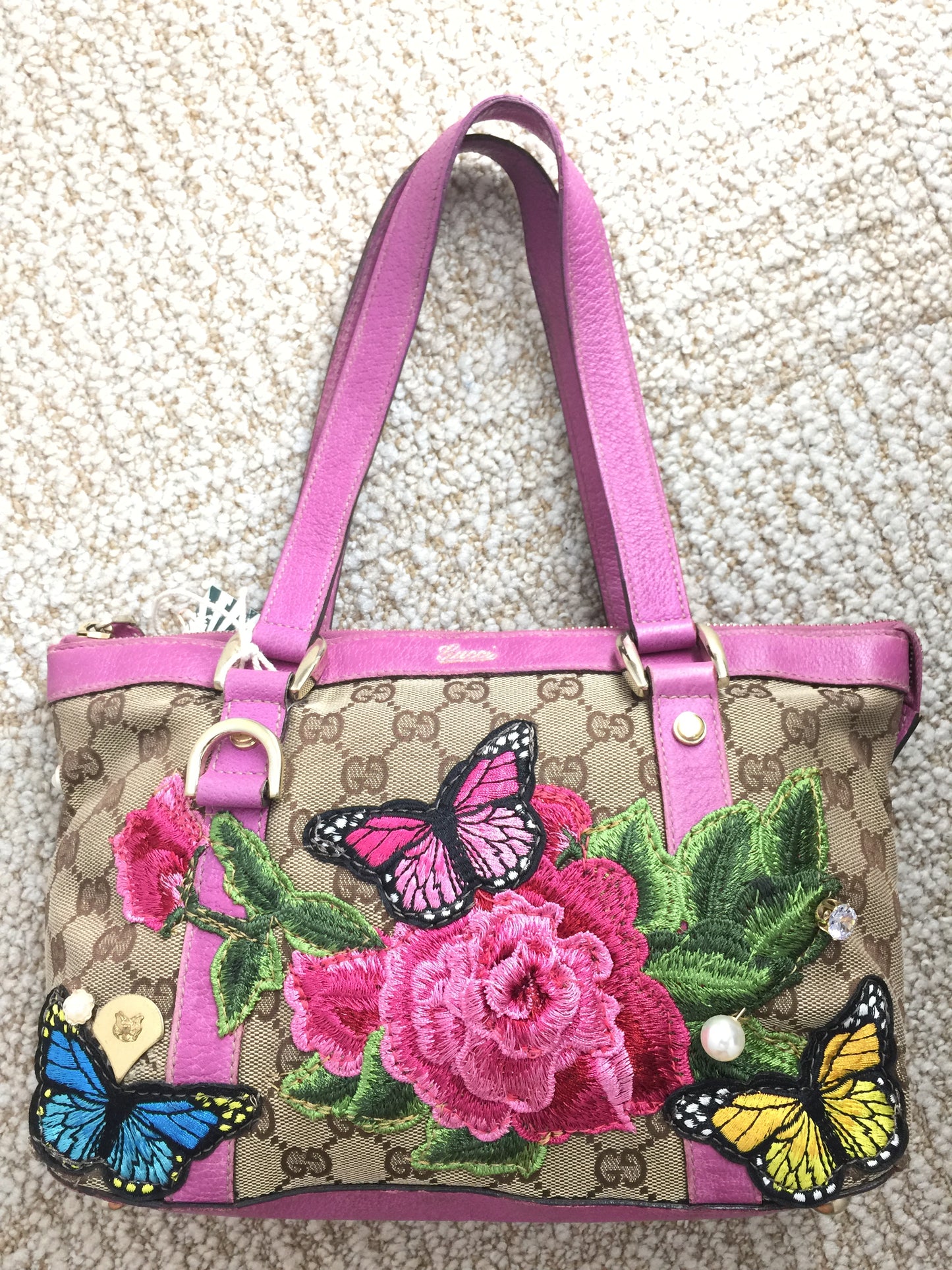 LS Upcycled Butterfly Rose GG Purse