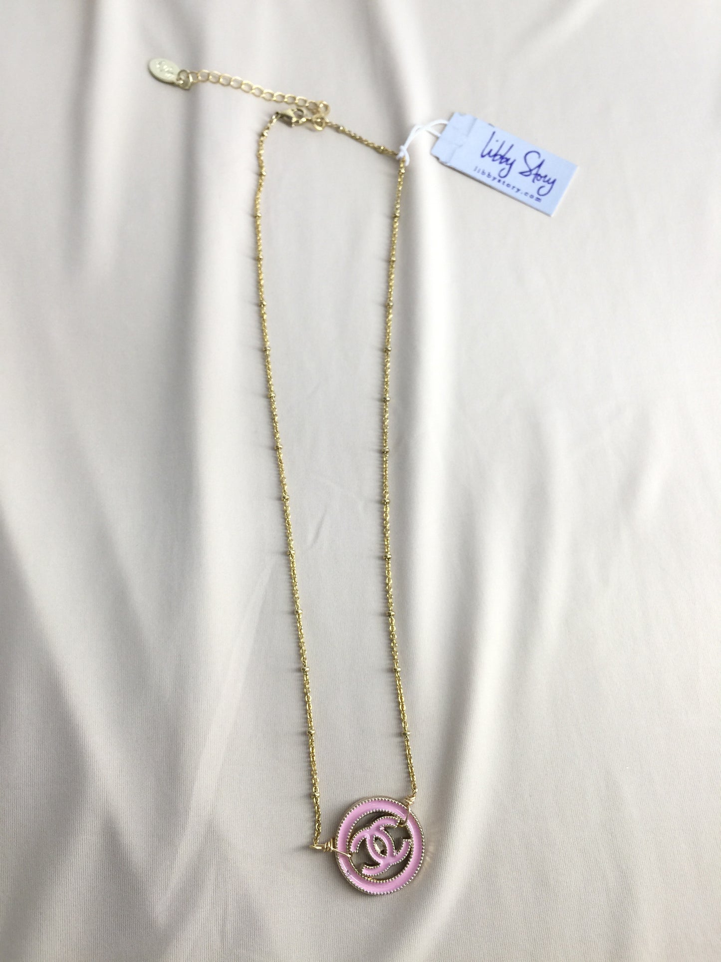 LS Upcycled Pink CC Necklace