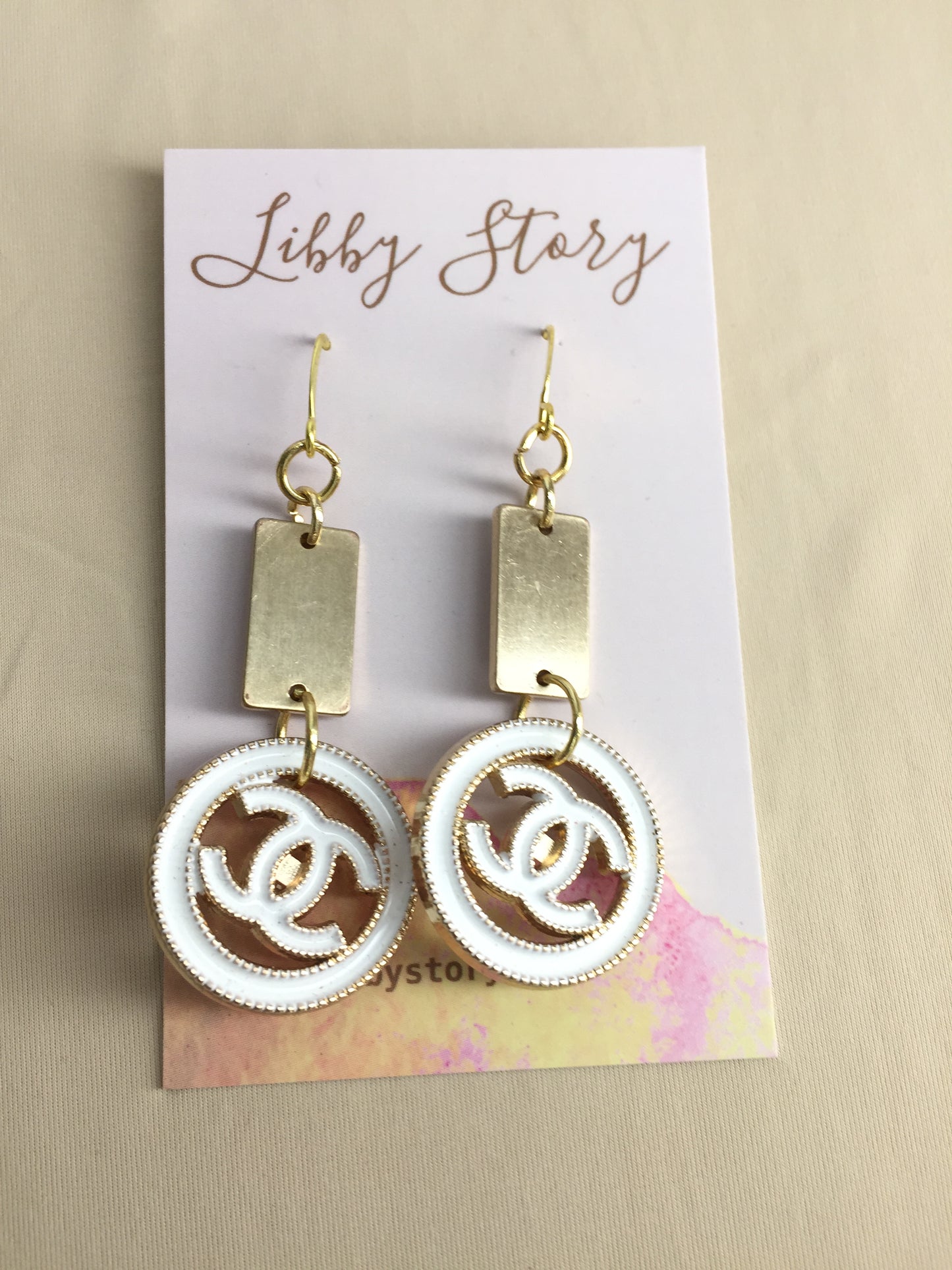 LS Upcycled CC Button Drop Earring
