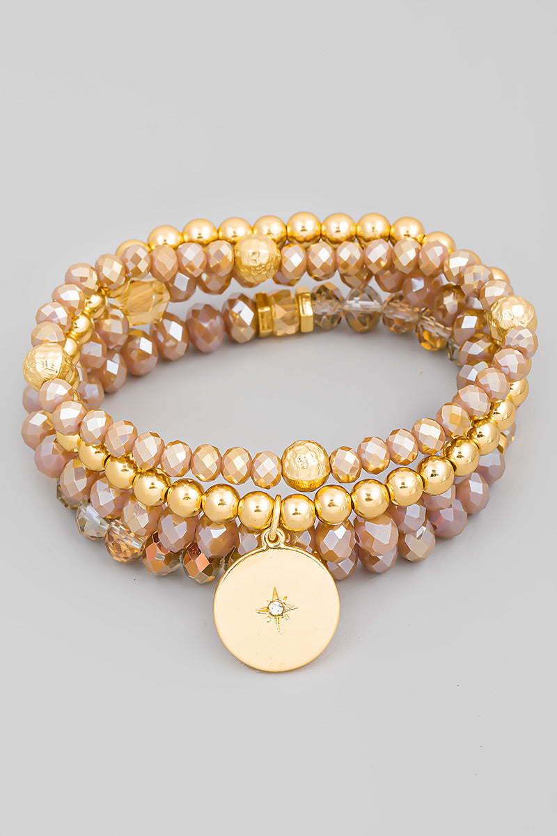 Star Disc Charm Beaded Bracelet Set