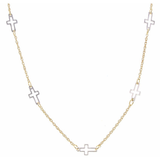 Jane Marie Two Tone Cross Necklace