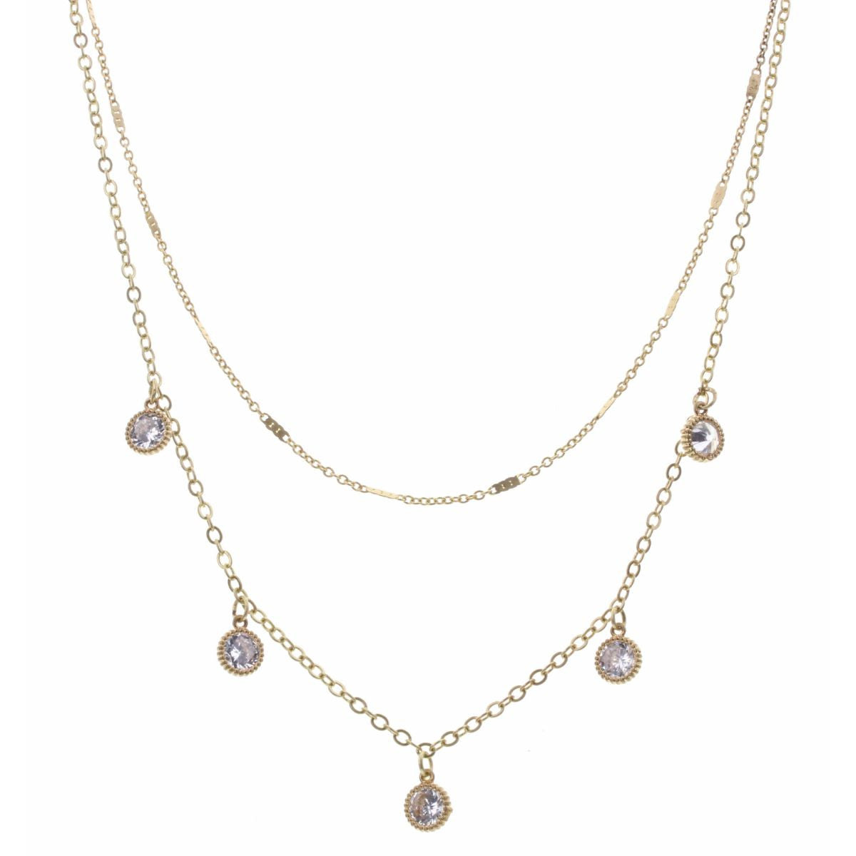 Jane Marie Layered Rhinestone Circle Necklace