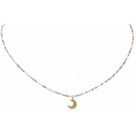 Jane Marie Luna Moon Seed Bead Necklace