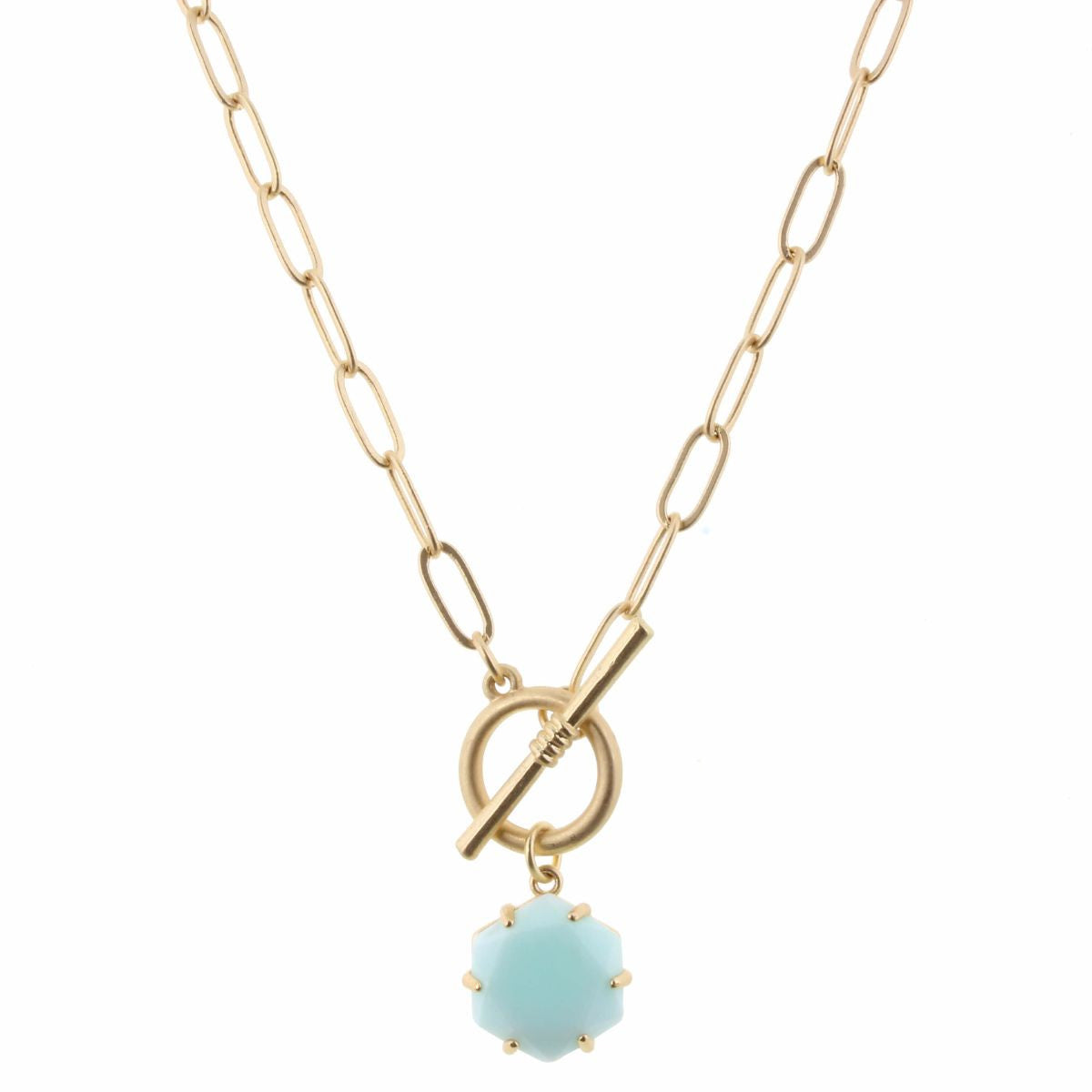 Jane Marie Hexagon Stone Toggle Necklace