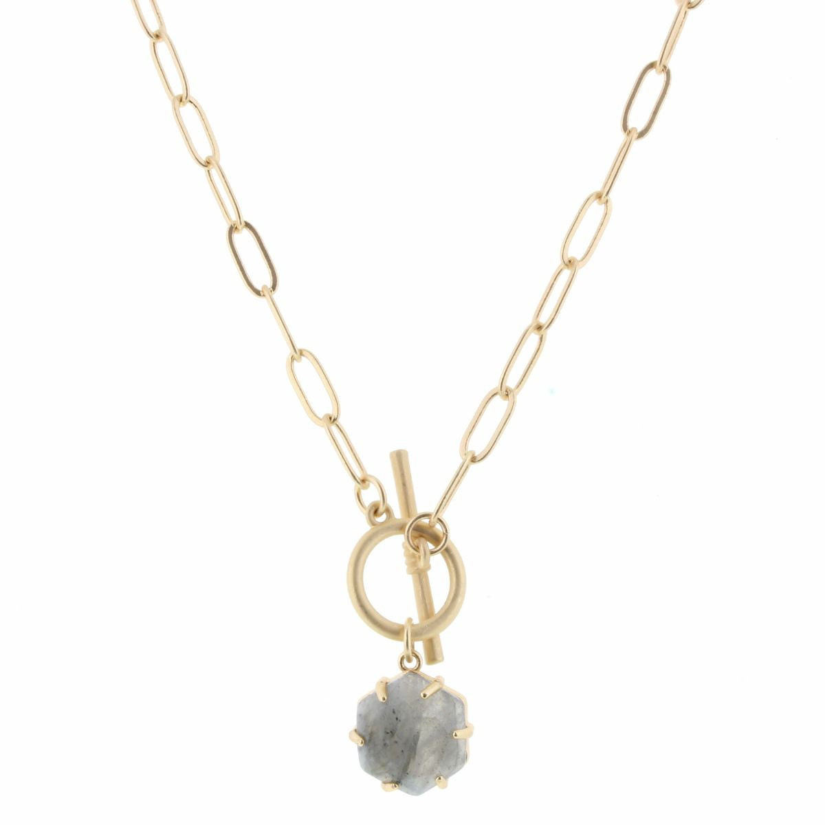 Jane Marie Hexagon Stone Toggle Necklace