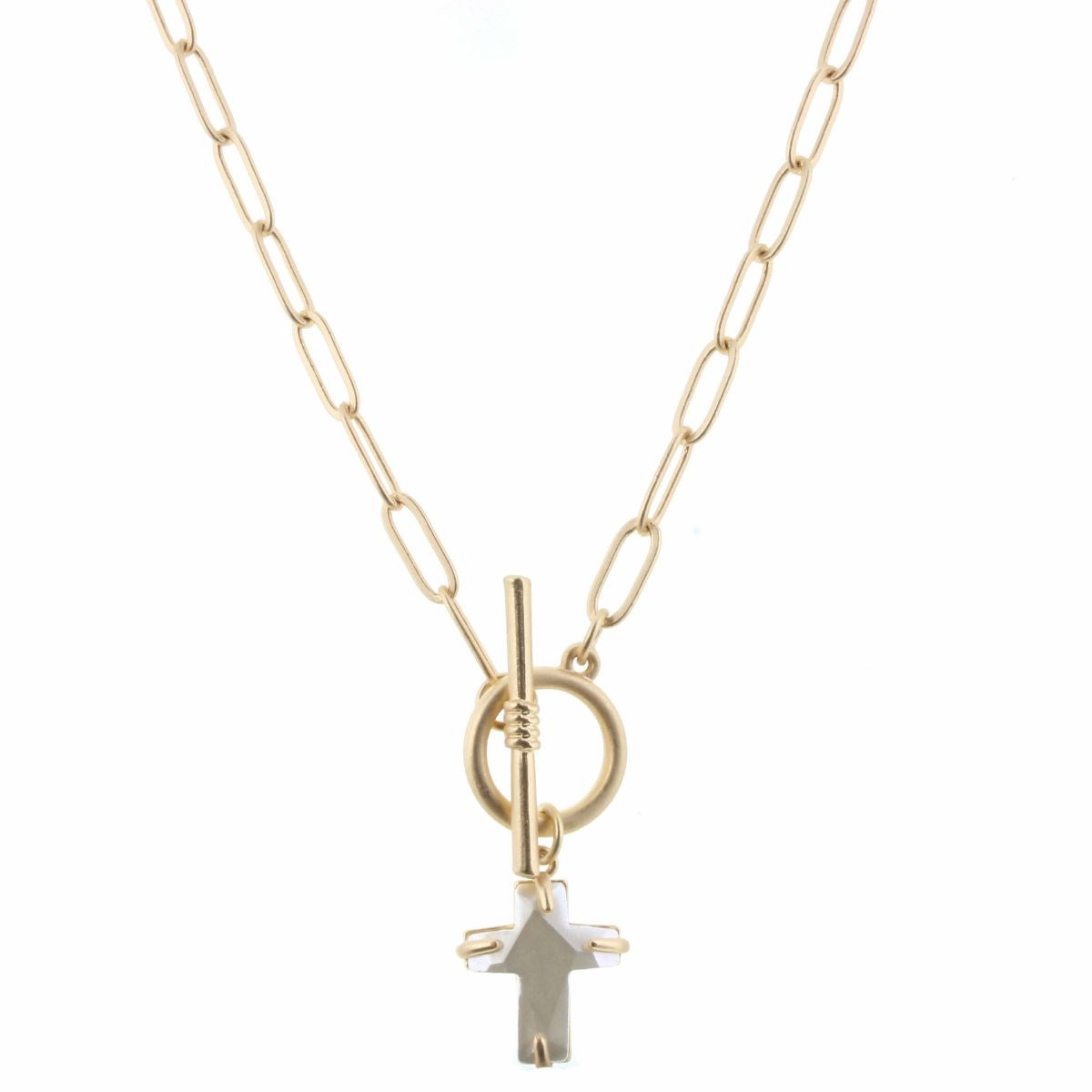Jane Marie Cross Stone Toggle Necklace