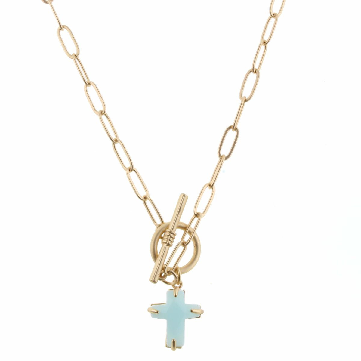 Jane Marie Cross Stone Toggle Necklace