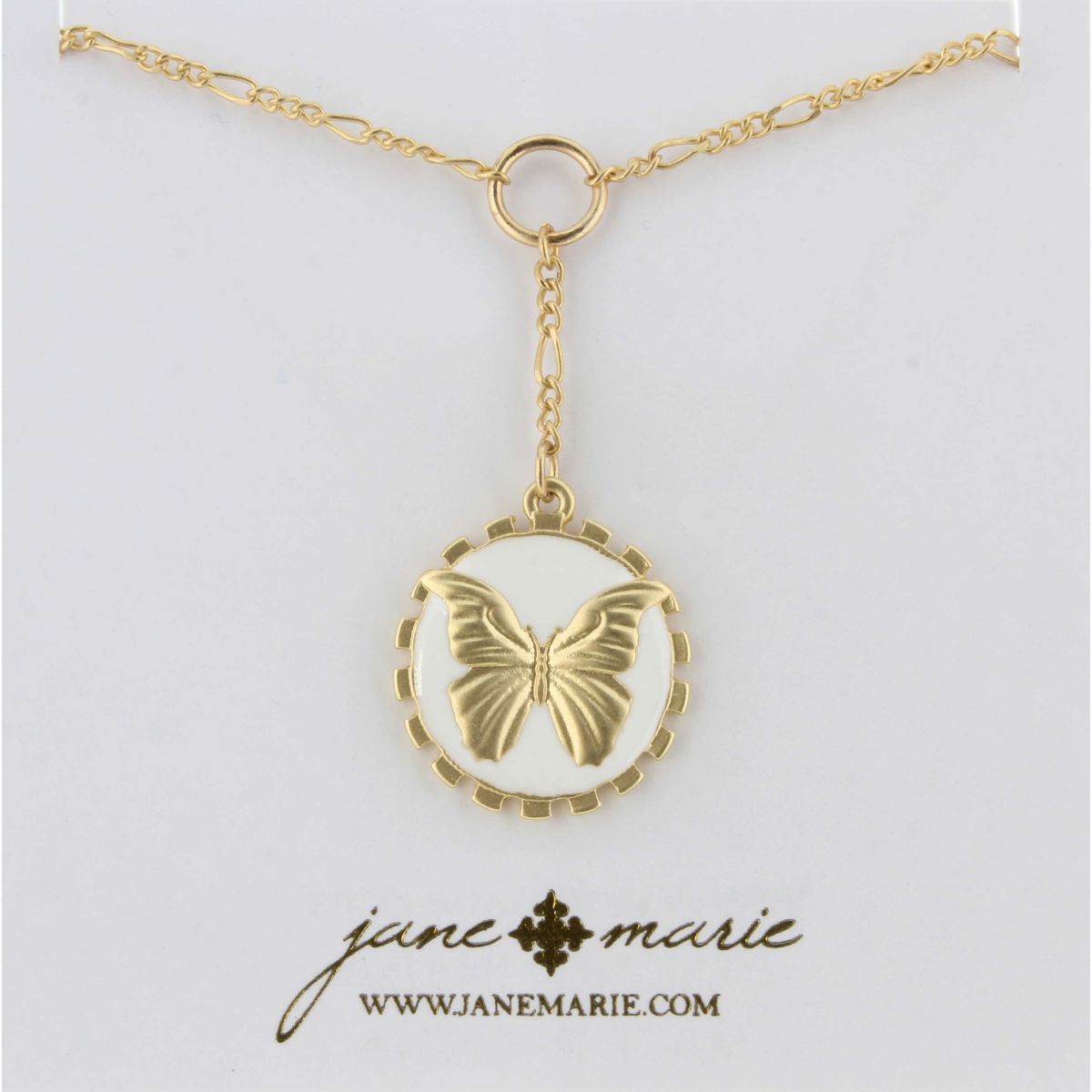Jane Marie Enamel Butterfly Lariat Necklace