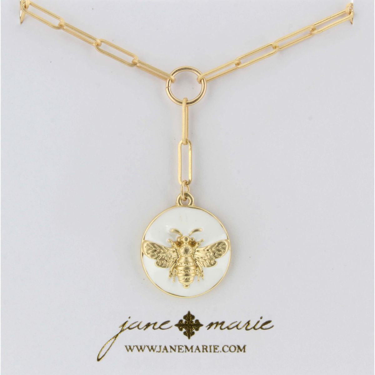 Jane Marie Enamel Bee Lariat Necklace