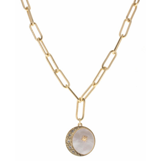 Jane Marie Moon Shell Star Necklace